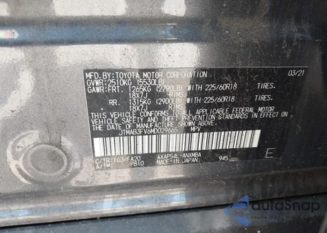 2021 Toyota Rav4 Prime Se z USA, uszkodzony, nr VIN JTMAB3FV6MD029665